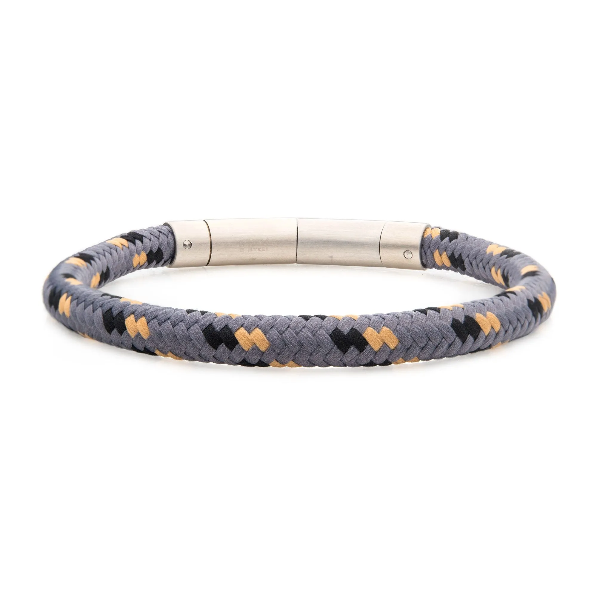 6mm Grey, Black & Beige Nylon Cord Bracelet BRNYLON-GKB