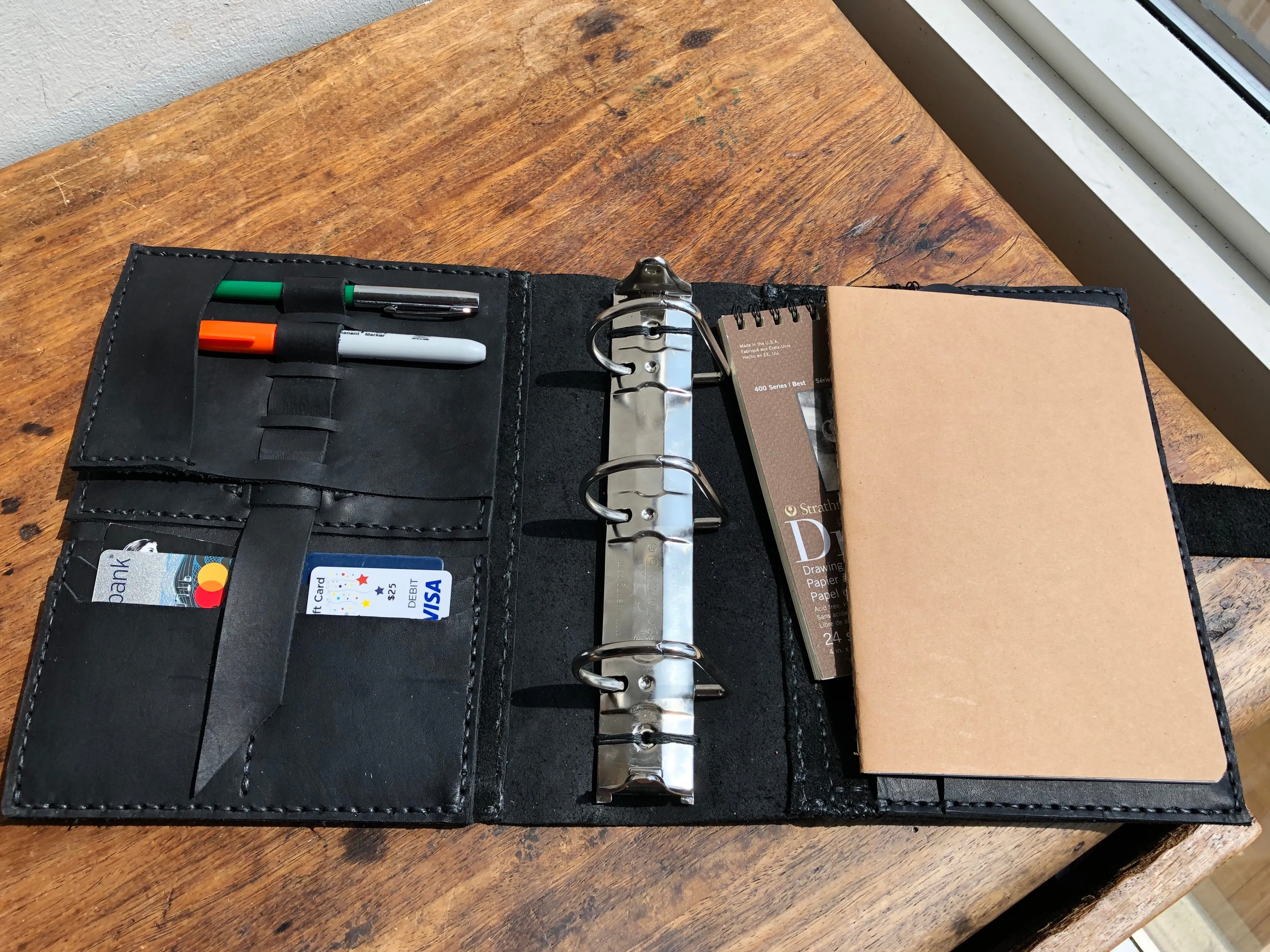 A5 Portfolio, 3 Ring A5 Binder, Mini Leather Organizer