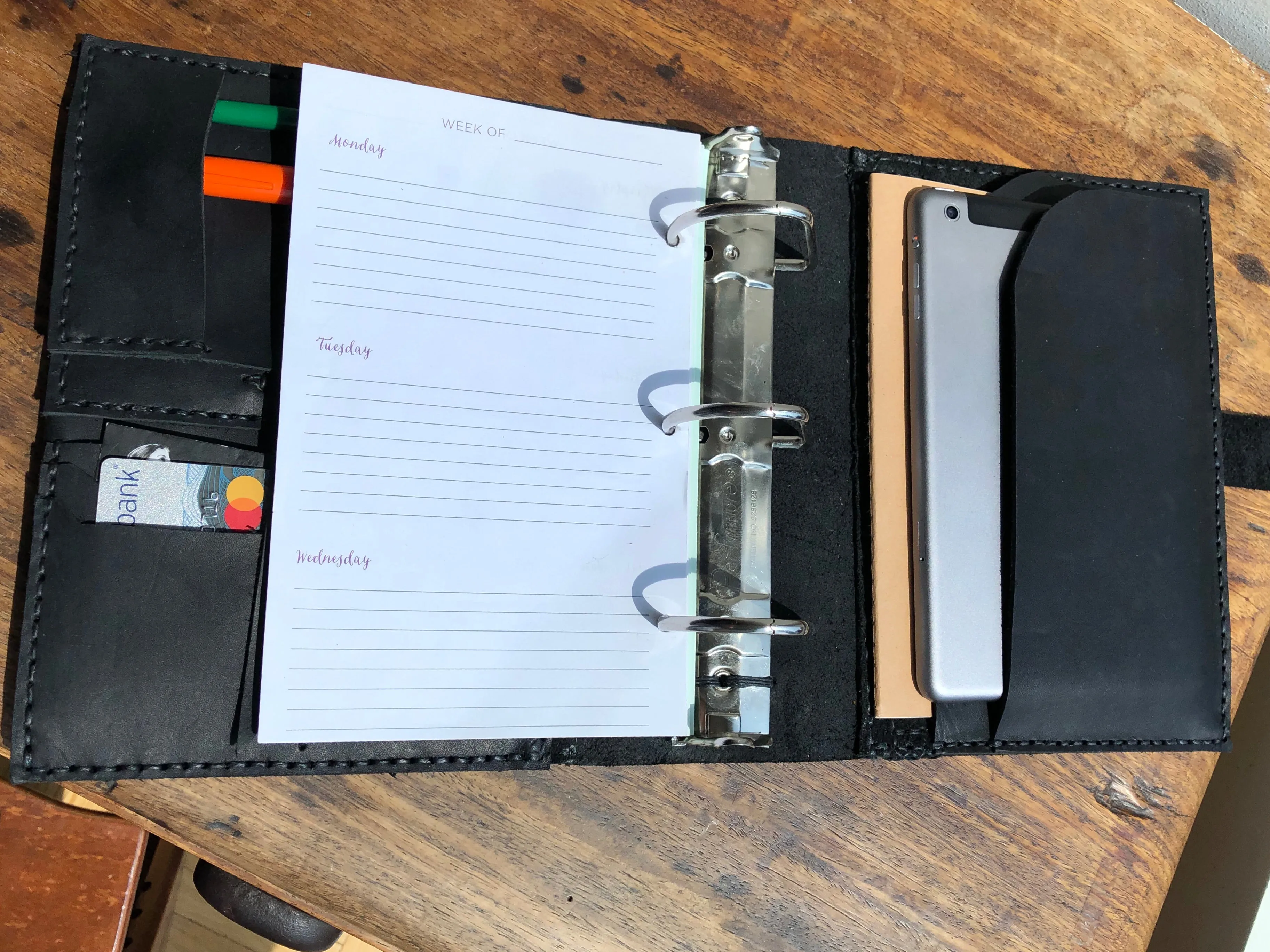 A5 Portfolio, 3 Ring A5 Binder, Mini Leather Organizer