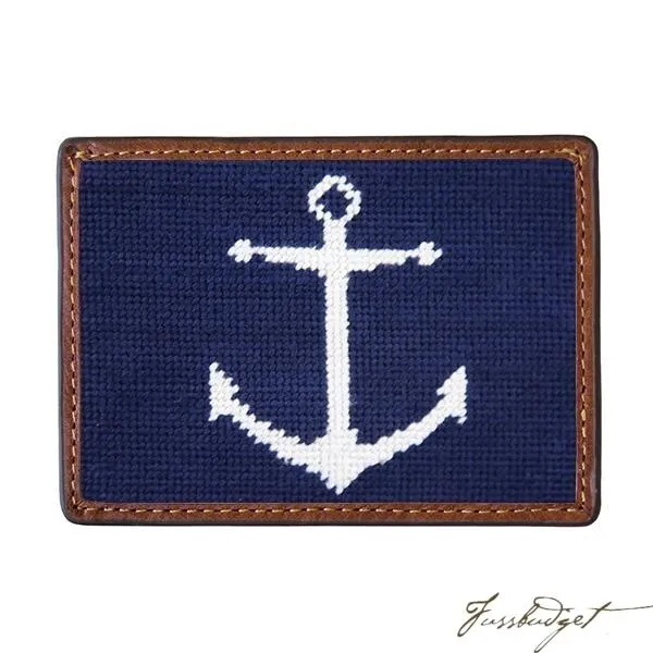 Anchor (Navy) Needlepoint Card Wallet