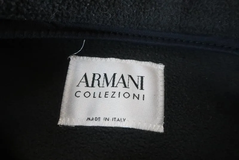 Armani Collezioni Reversible Jacket Navy Nylon & Dark Gray Fleece Size 42