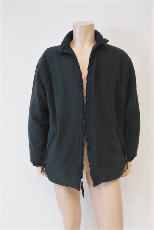 Armani Collezioni Reversible Jacket Navy Nylon & Dark Gray Fleece Size 42