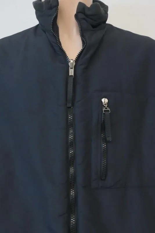 Armani Collezioni Reversible Jacket Navy Nylon & Dark Gray Fleece Size 42