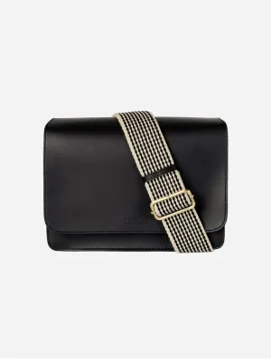 Audrey Apple Leather Vegan Crossbody | Black