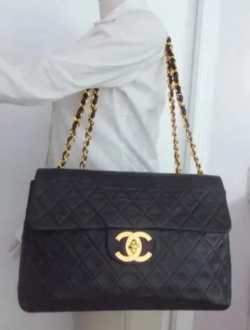 Authentic Chanel Vintage Navy XXL Maxi Jumbo