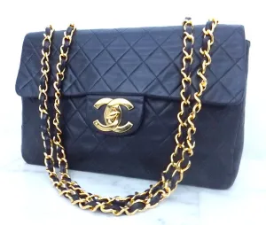 Authentic Chanel Vintage Navy XXL Maxi Jumbo