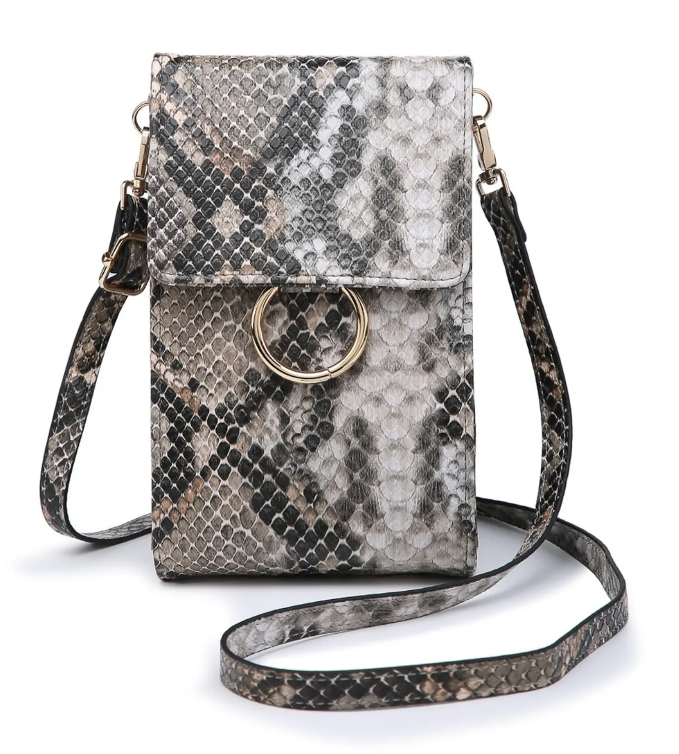Ayla Touch Screen Crossbody - Python Khaki/Grey