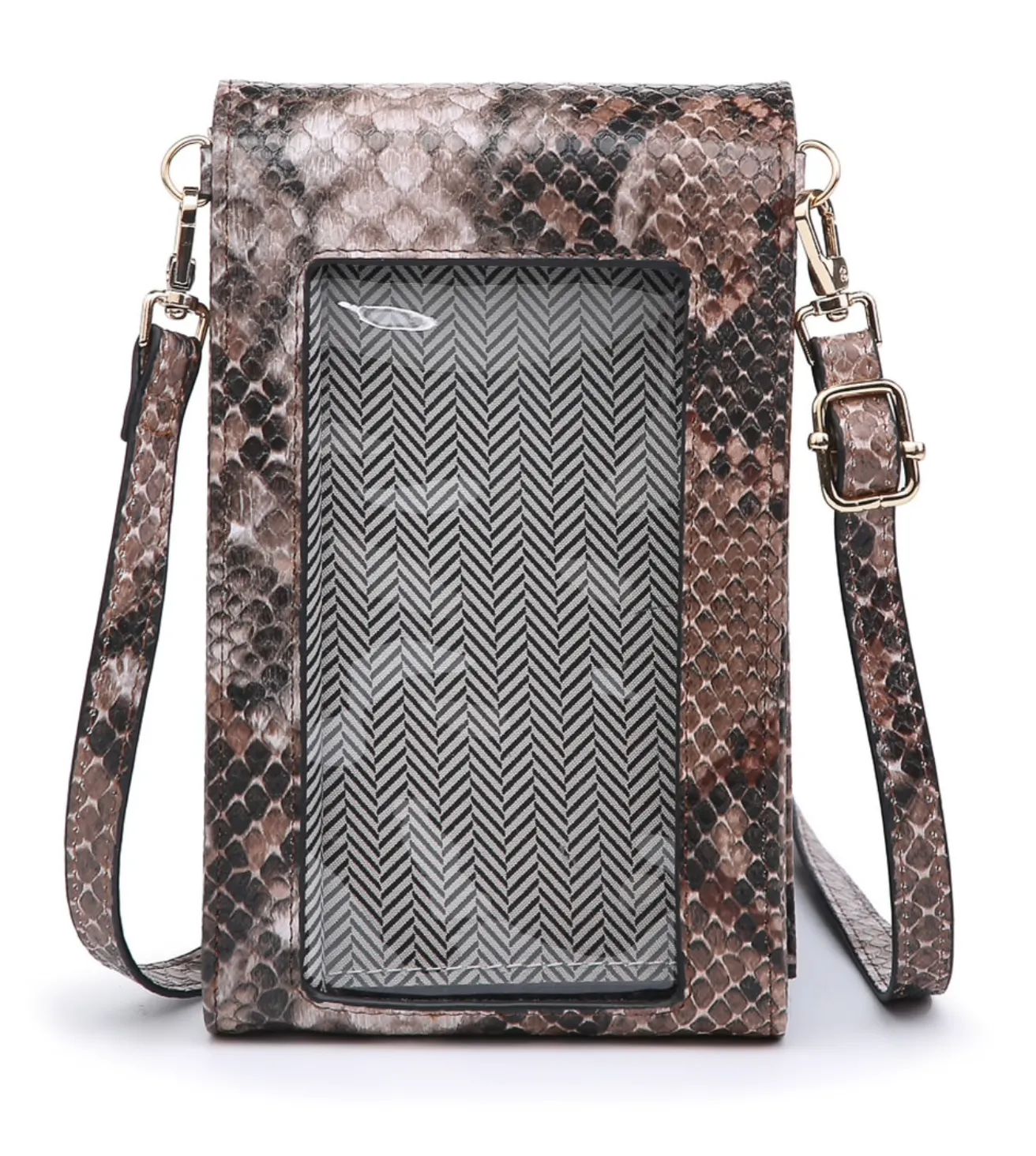 Ayla Touch Screen Crossbody - Python Khaki/Grey