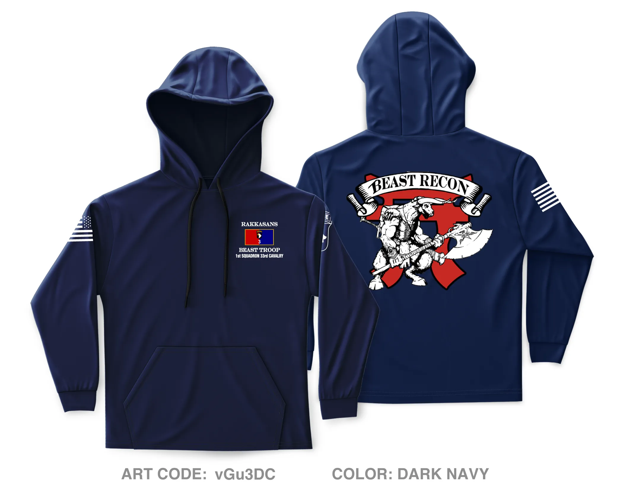 B TRP, 1-33 Cav, 3BCT Core Men's Hooded Performance Sweatshirt - vGu3DC