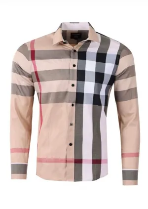 Barabas Beige Berry Print Long Sleeve Shirt