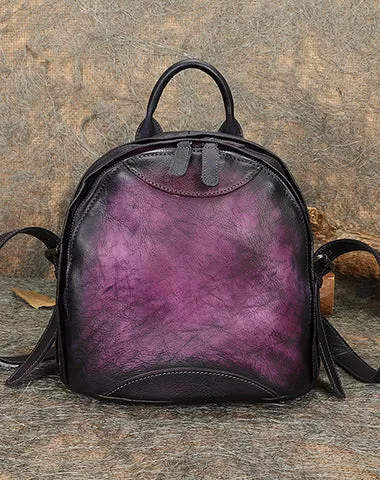 Best Coffee Leather Rucksack Bag Womens Vintage Small School Backpacks Leather Backpack Purse
