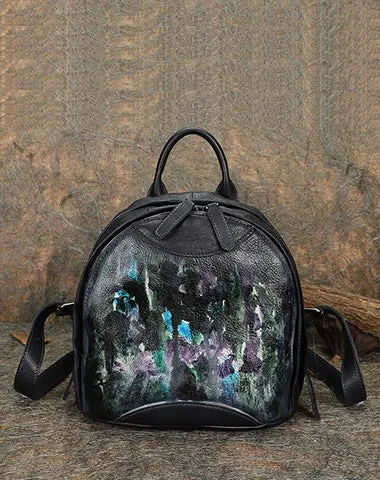 Best Coffee Leather Rucksack Bag Womens Vintage Small School Backpacks Leather Backpack Purse