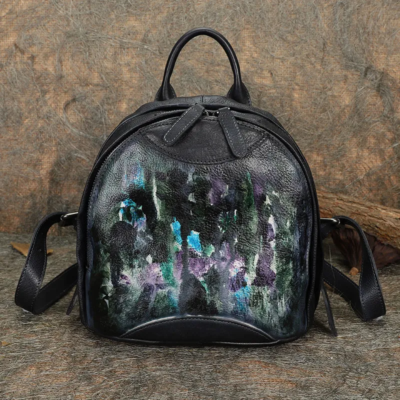 Best Coffee Leather Rucksack Bag Womens Vintage Small School Backpacks Leather Backpack Purse