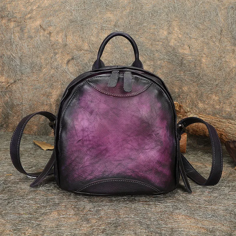 Best Coffee Leather Rucksack Bag Womens Vintage Small School Backpacks Leather Backpack Purse