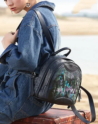 Best Coffee Leather Rucksack Bag Womens Vintage Small School Backpacks Leather Backpack Purse