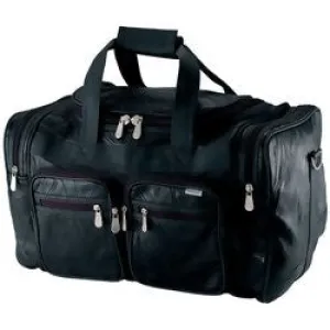 Black Leather Tote Travel Gym Bag Free Shipping