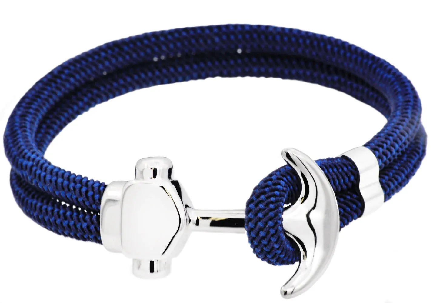 Blackjack Men's Bracelet Navy Twisted Cotton Anchor BJB225BL