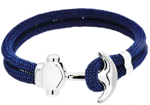 Blackjack Men's Bracelet Navy Twisted Cotton Anchor BJB225BL