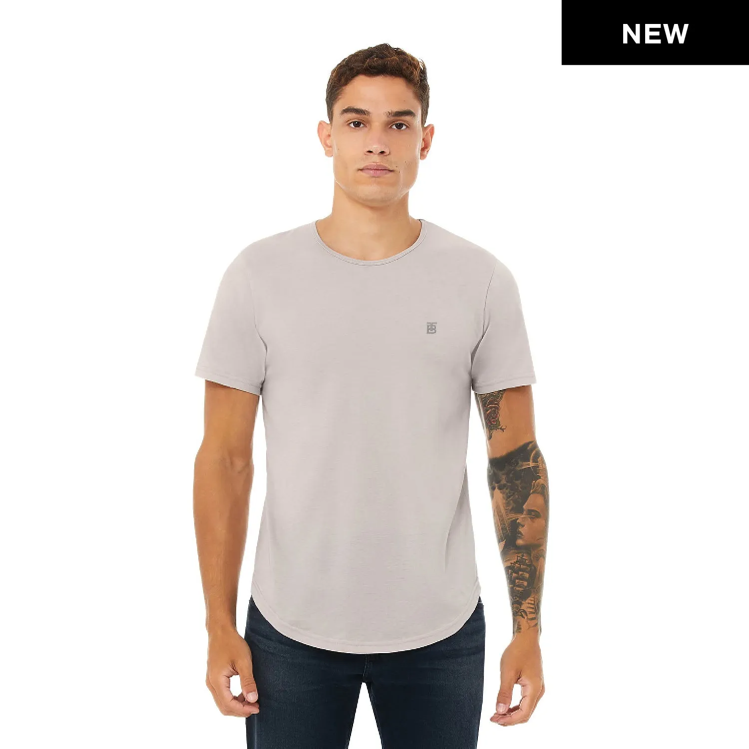 BLKT Drop Cut SS Monogram Tee - Cool Gray