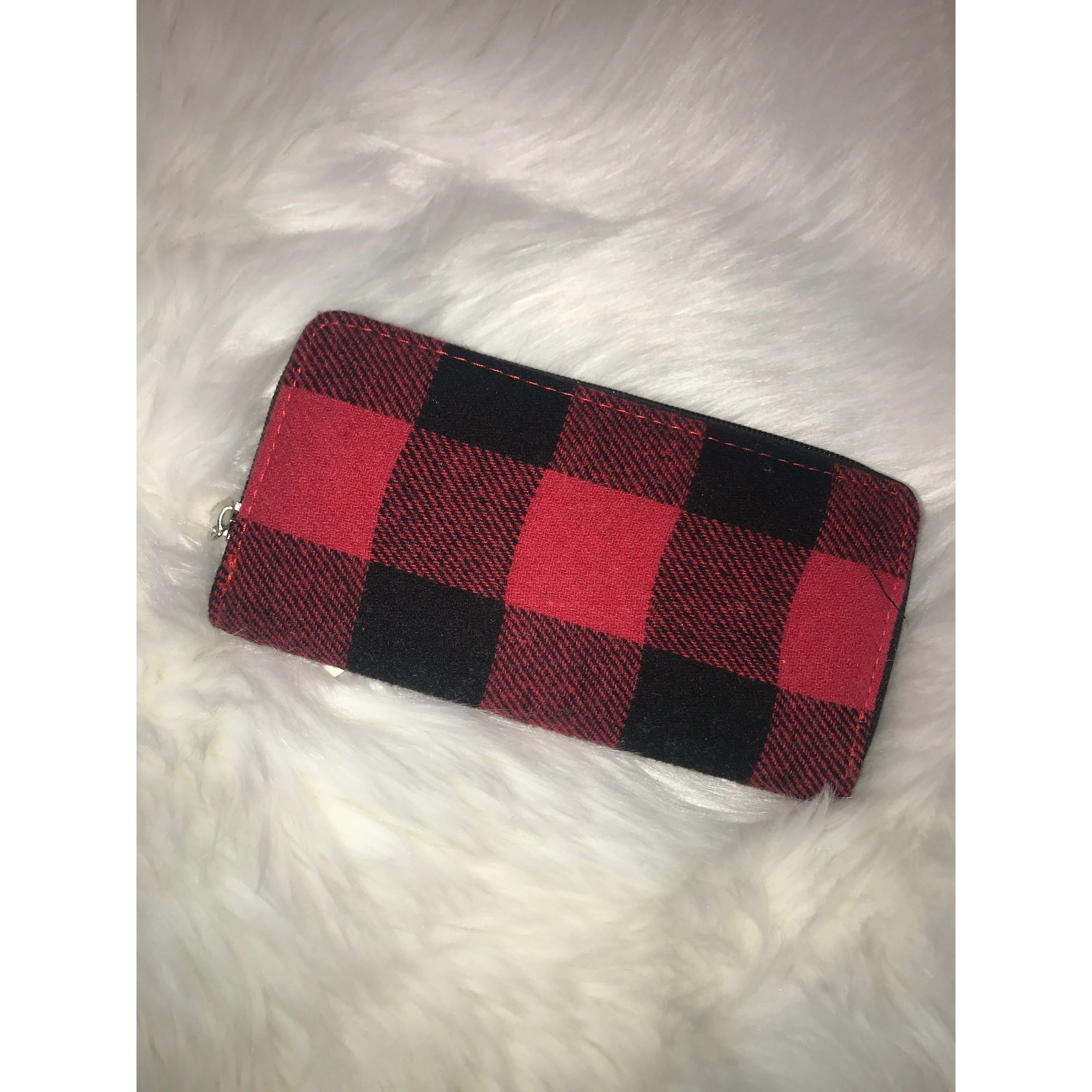 BUFFALO PLAID WALLET RED