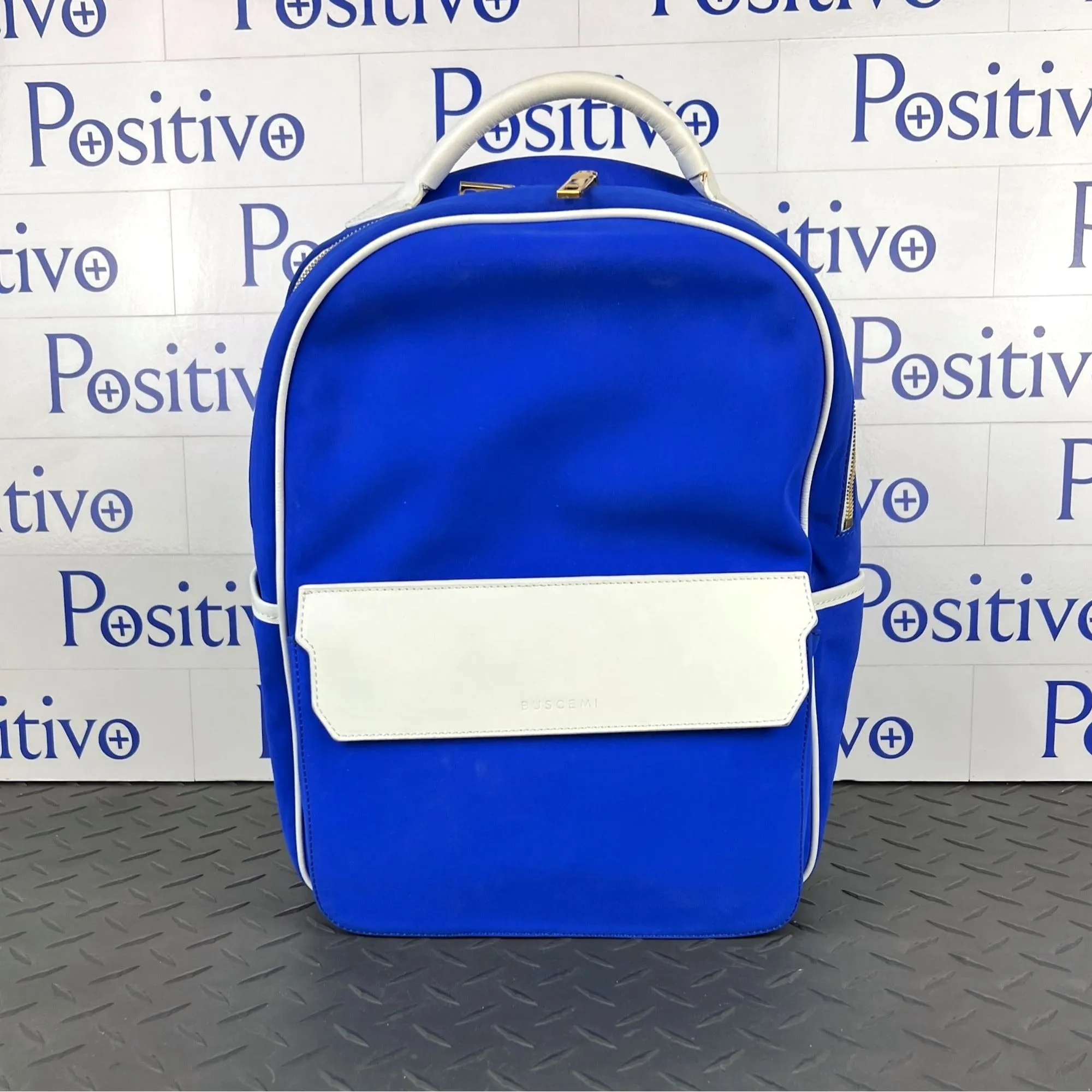 Buscemi Blue/White Fabric Backpack Bag Medium SAMPLE