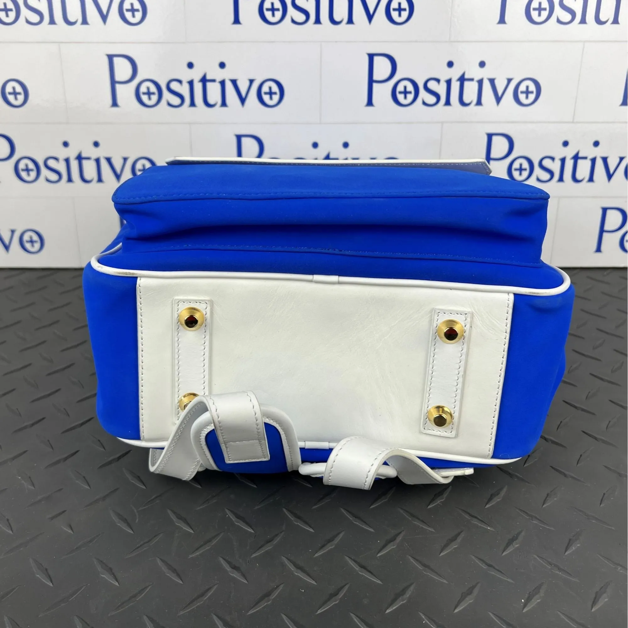 Buscemi Blue/White Fabric Backpack Bag Medium SAMPLE