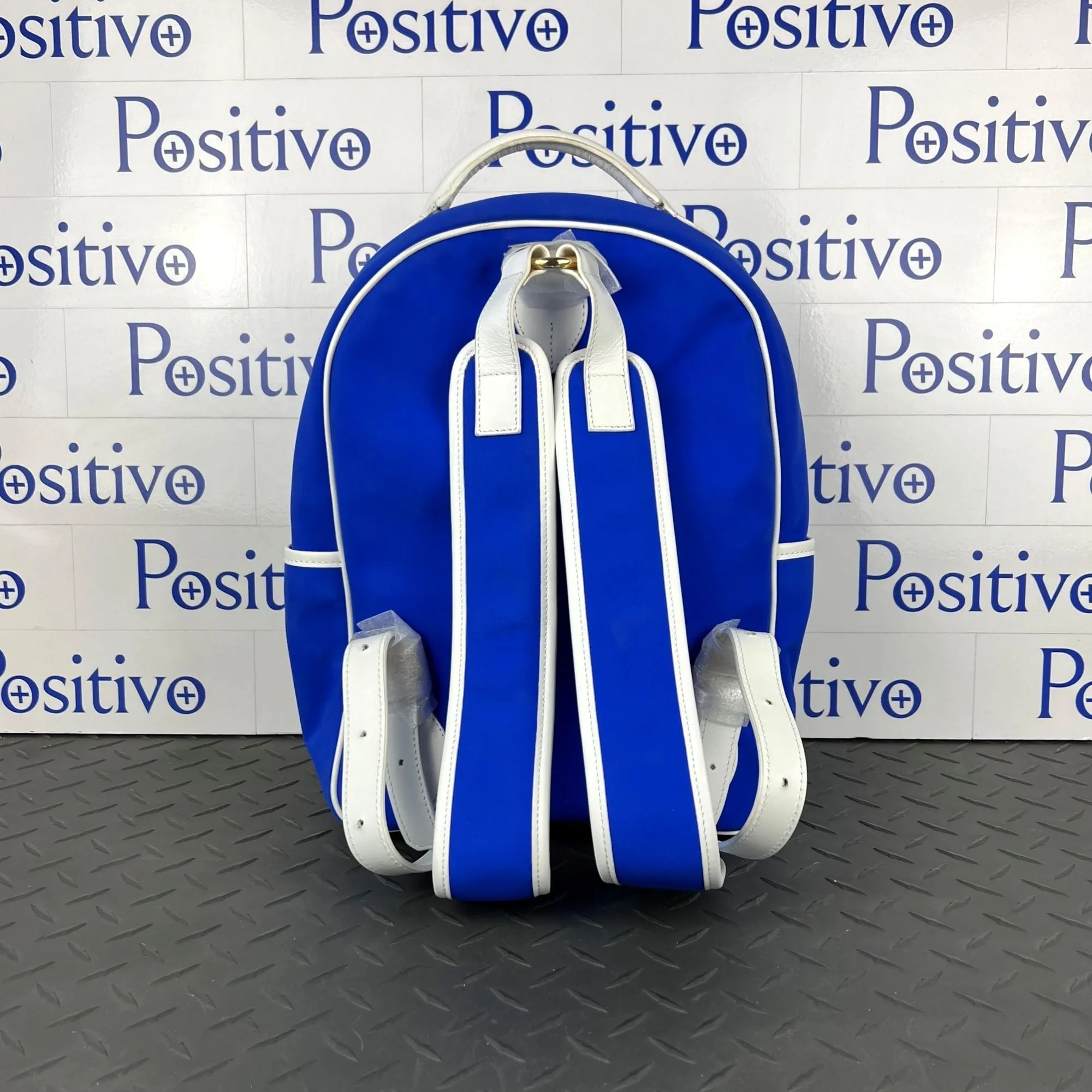 Buscemi Blue/White Fabric Backpack Bag Medium SAMPLE