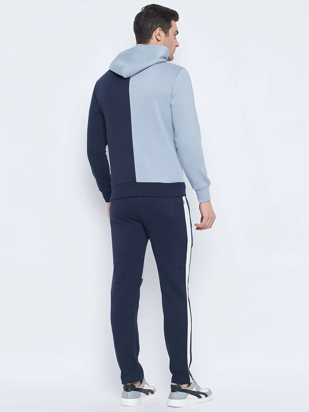 Camla Barcelona Men'S Colourblocked Navy Blue Tracksuit