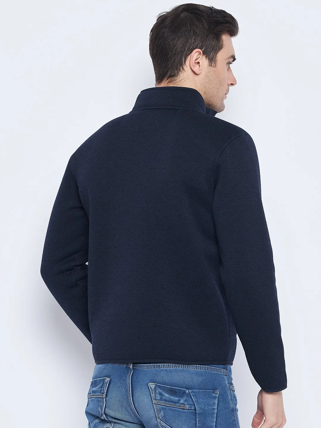 Camla Barcelona Stand Collar Navy Blue Sweatshirt