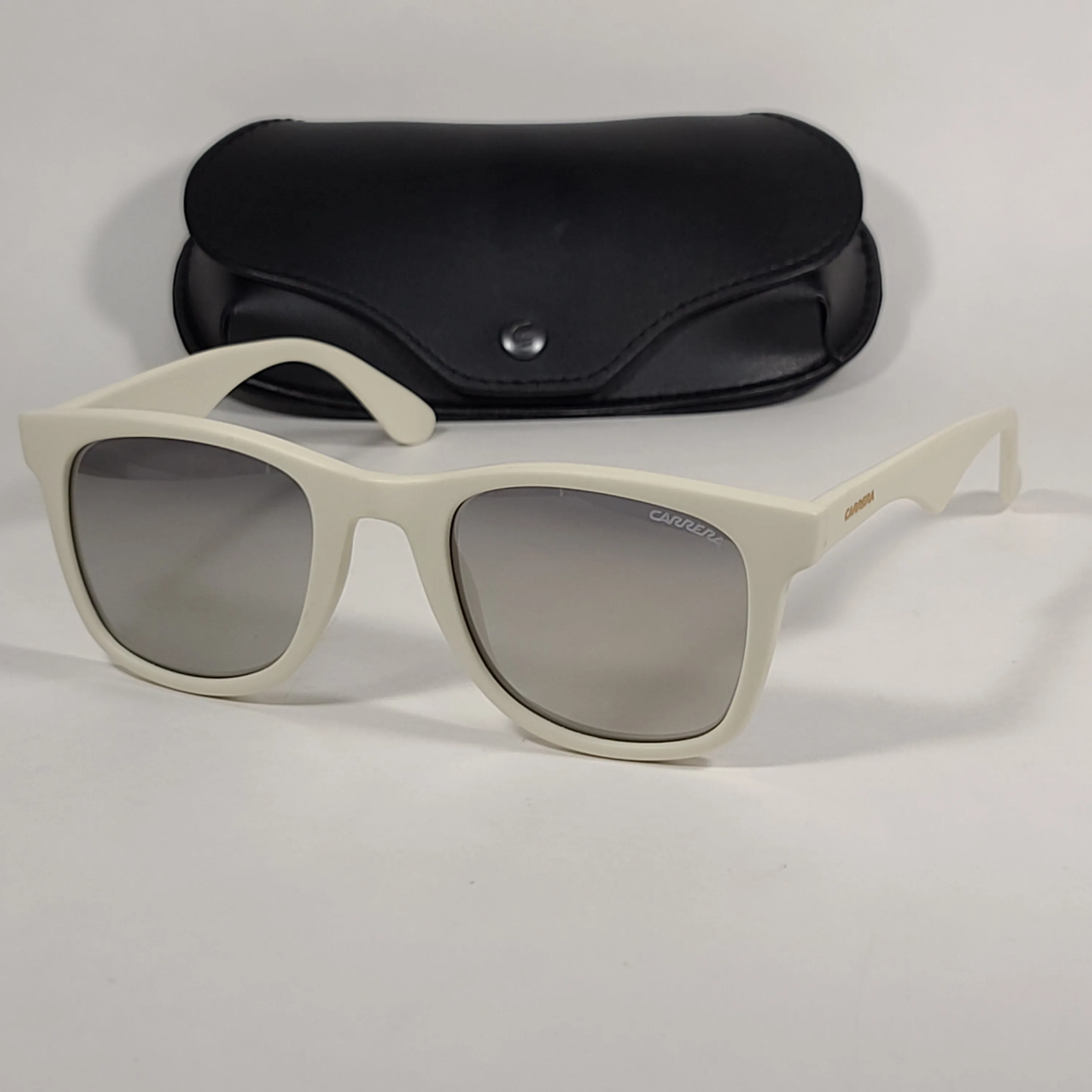 Carrera 6000/L Square Sunglasses Beige Ivory Optyl Frame Silver Mirror Lens 50mm