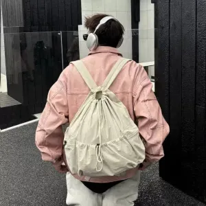 Casual Pockets Drawstring Backpack