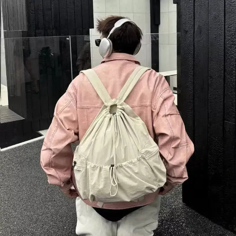 Casual Pockets Drawstring Backpack
