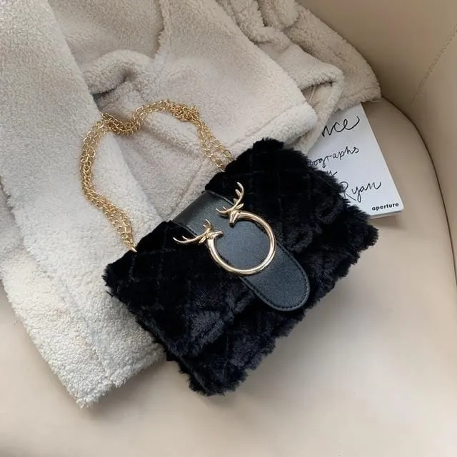 Celebrity Lamb Hair Wool Versatile Chain Bag