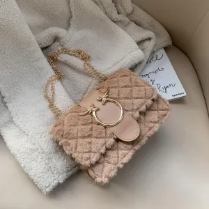 Celebrity Lamb Hair Wool Versatile Chain Bag
