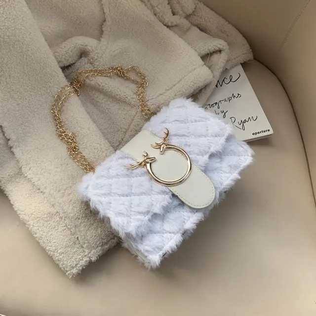 Celebrity Lamb Hair Wool Versatile Chain Bag