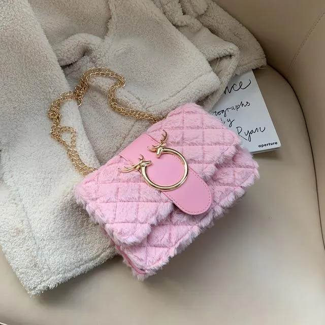 Celebrity Lamb Hair Wool Versatile Chain Bag