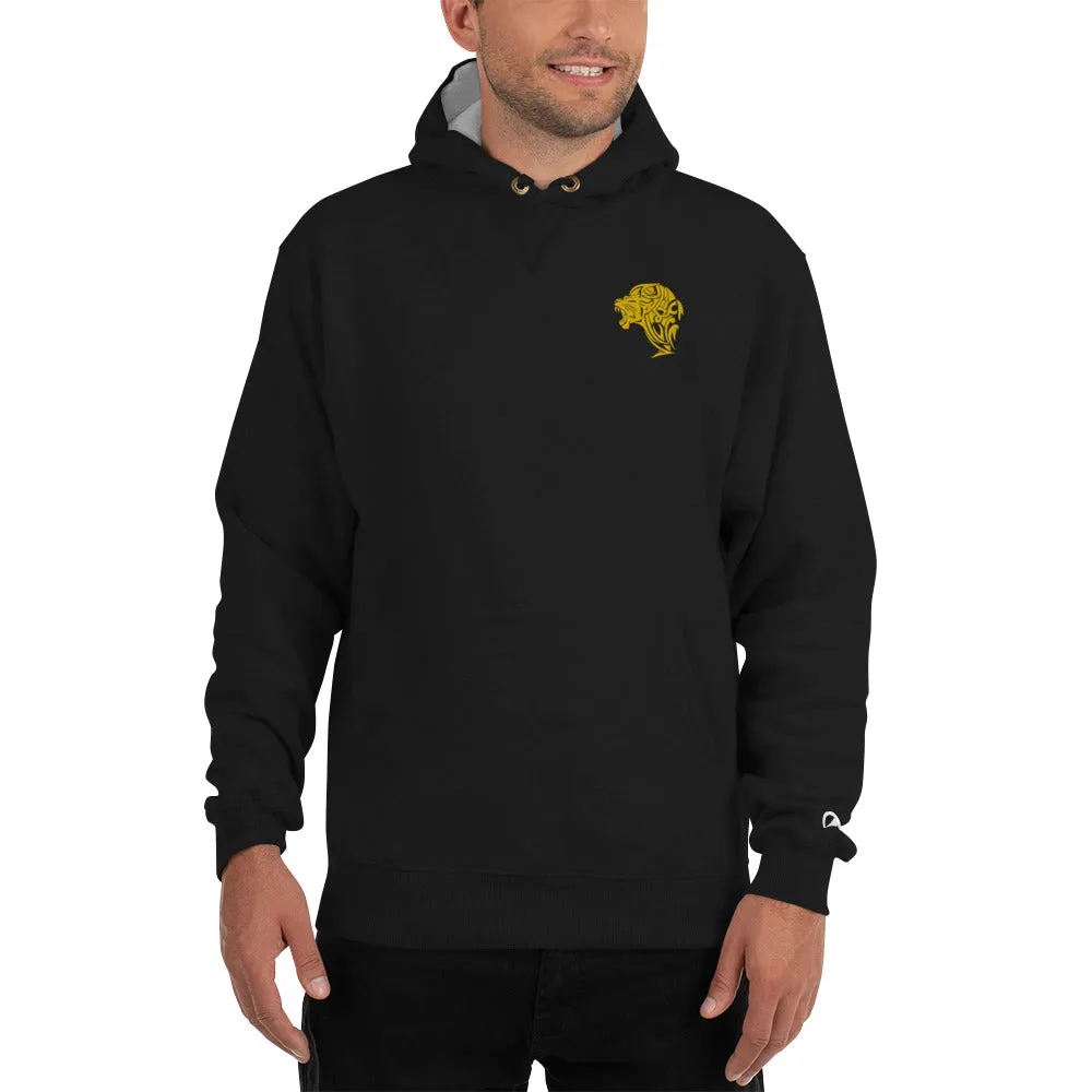 Champion Embroidered Gold Lion Hoodie - Black