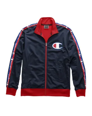 Champion Life® Men's Track Jacket, Big C & Logo Taping Navy/Scarlet