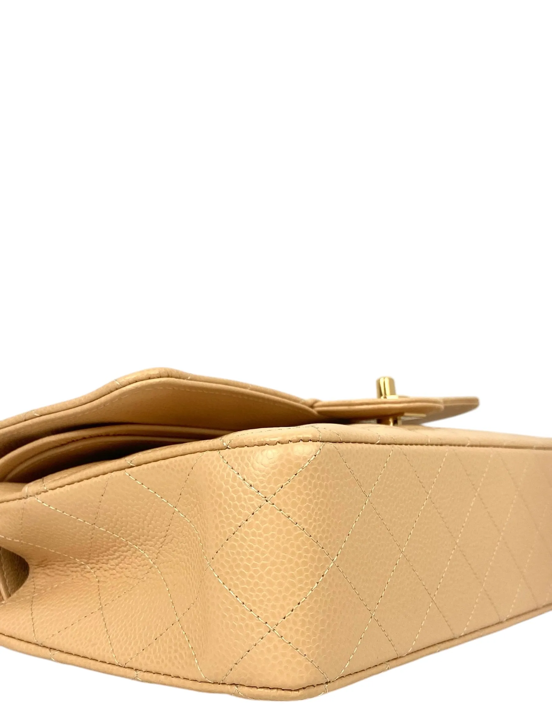 Chanel Beige Caviar Medium Double Flap GHW