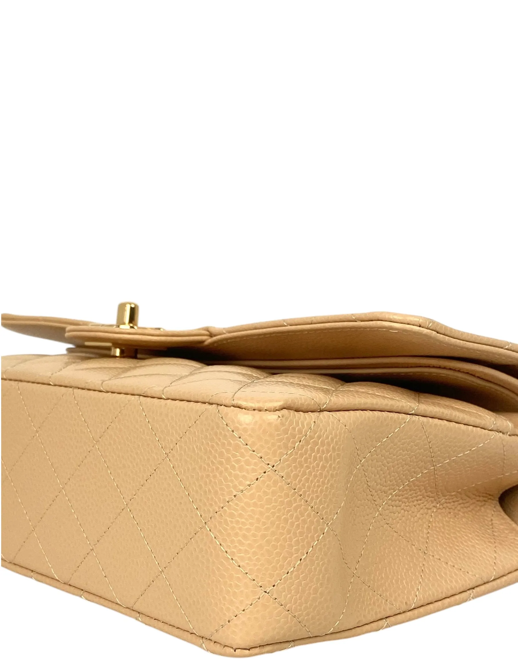 Chanel Beige Caviar Medium Double Flap GHW