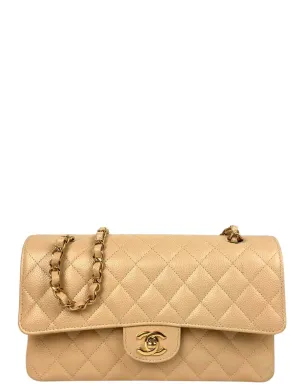Chanel Beige Caviar Medium Double Flap GHW