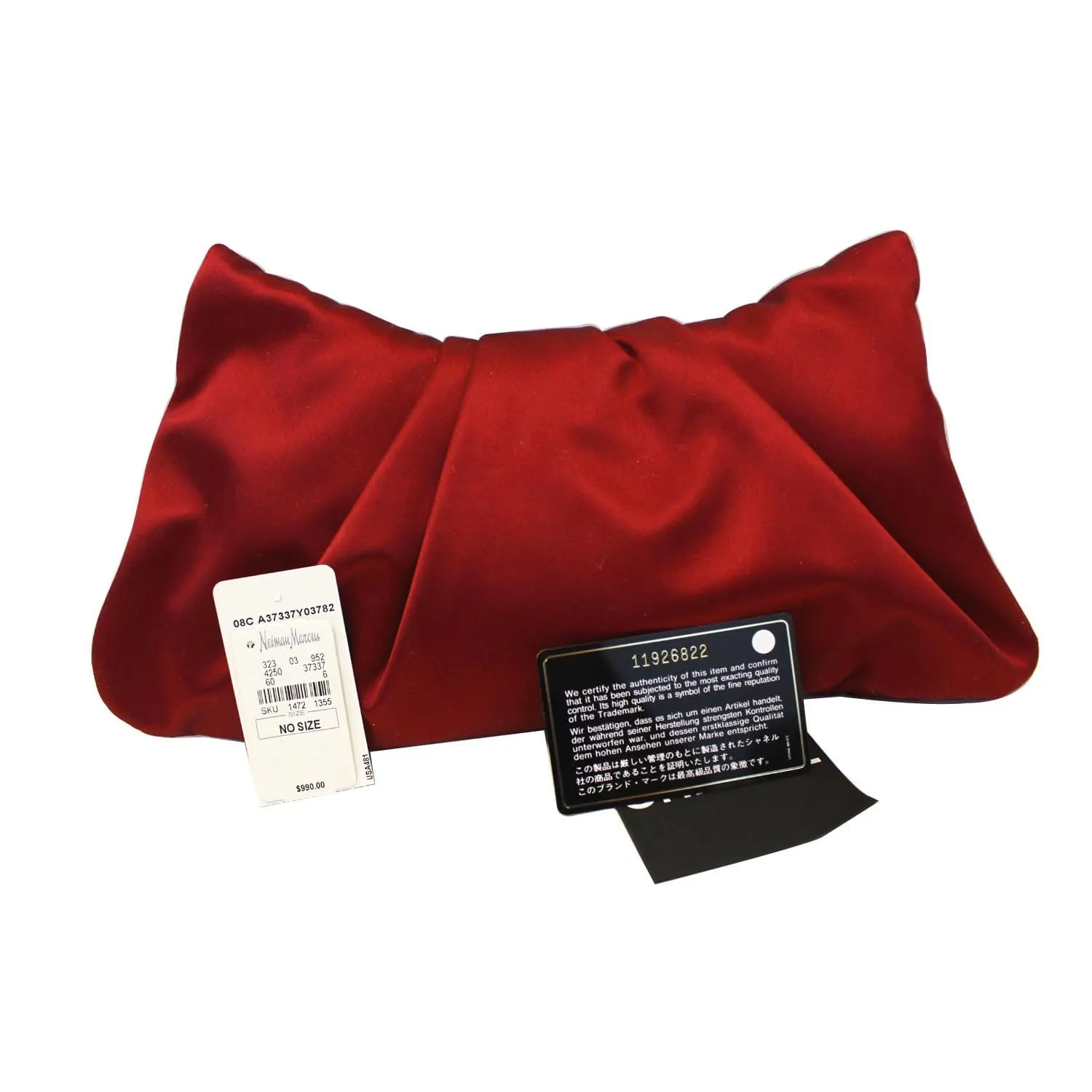 CHANEL CC Half Moon Quilted Satin Clutch Bag Red