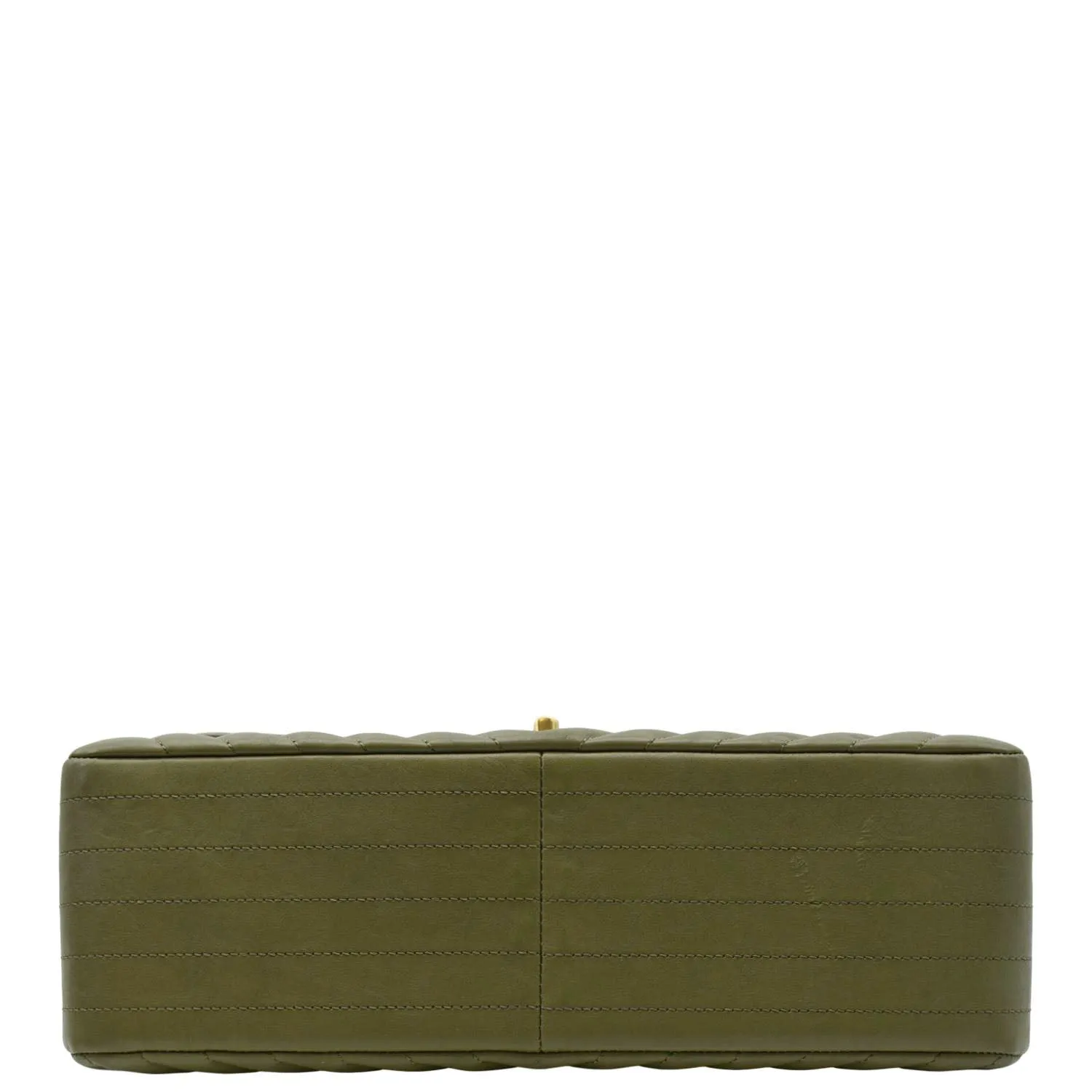 CHANEL Classic Jumbo Flap Chevron Leather Crossbody Bag Olive