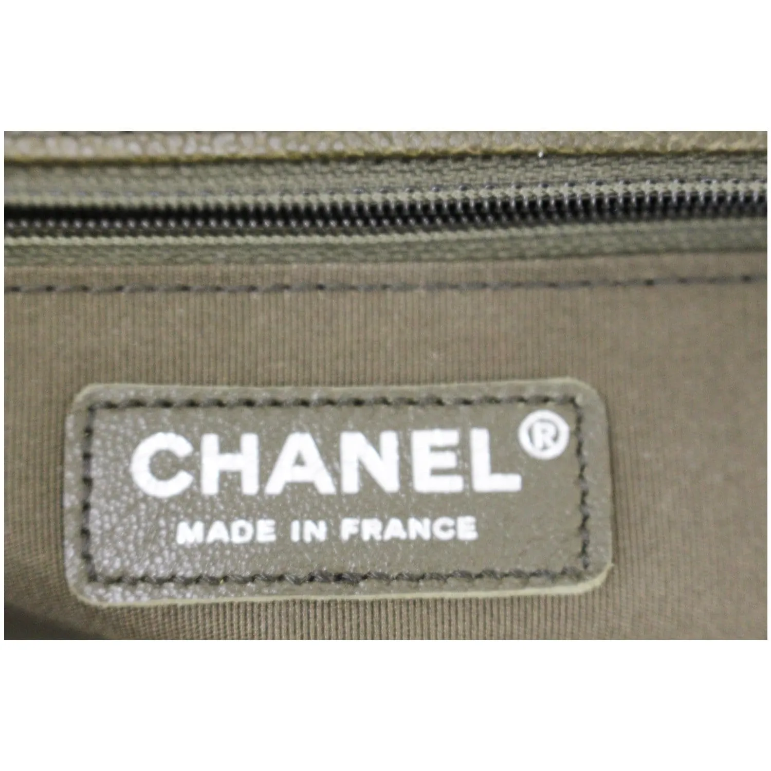 CHANEL Medium Boy Flap Caviar Leather Shoulder Bag Olive Green
