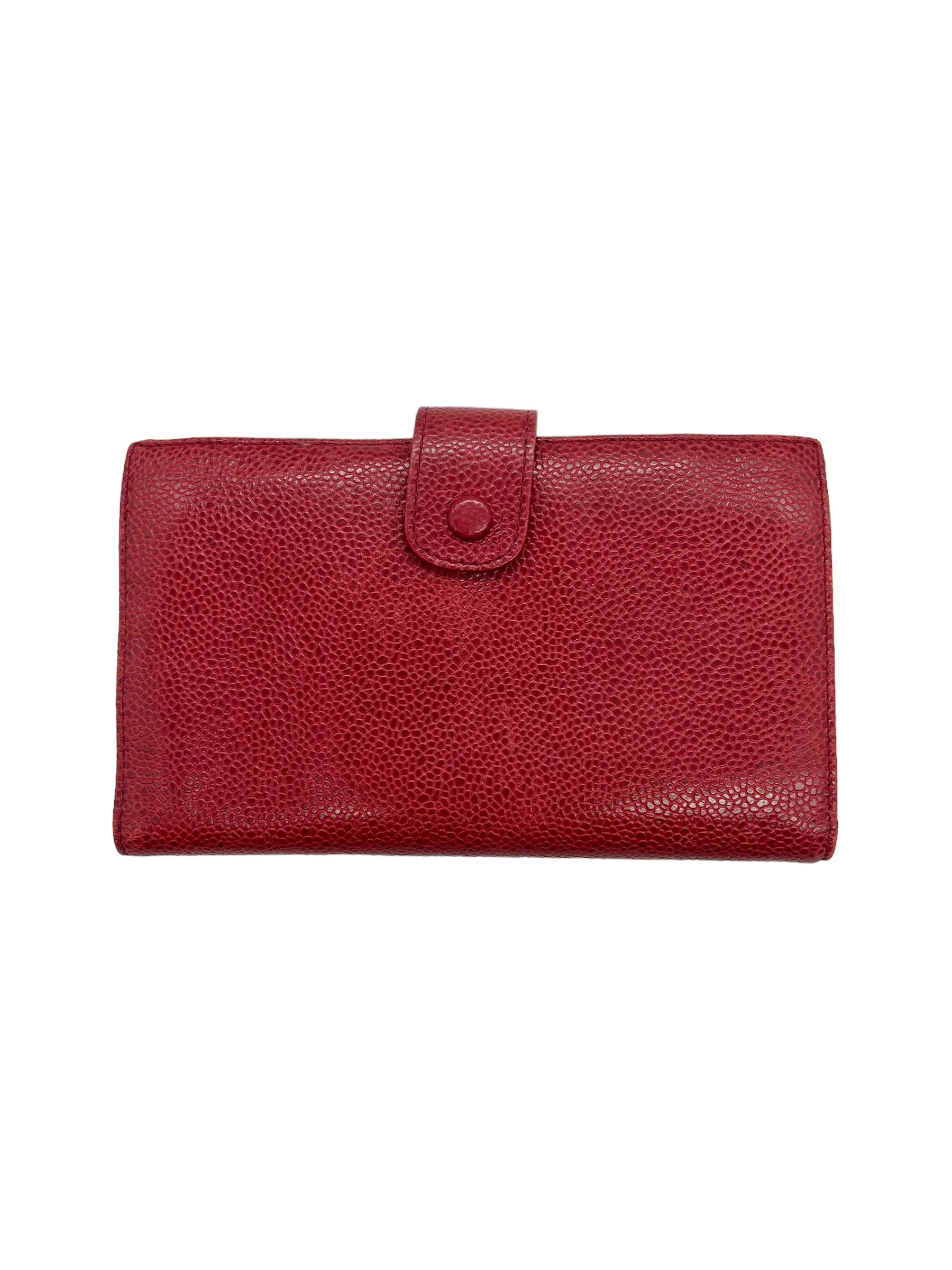 Chanel Red Caviar Vintage 1991-1994 Timeless French Purse Wallet
