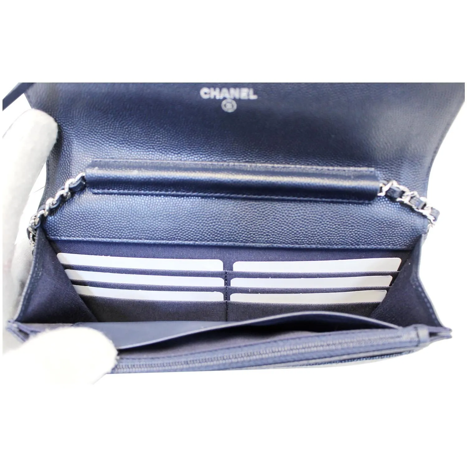 CHANEL Wallet On Chain WOC Clutch Crossbody Bag Navy