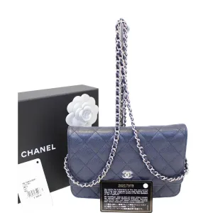 CHANEL Wallet On Chain WOC Clutch Crossbody Bag Navy