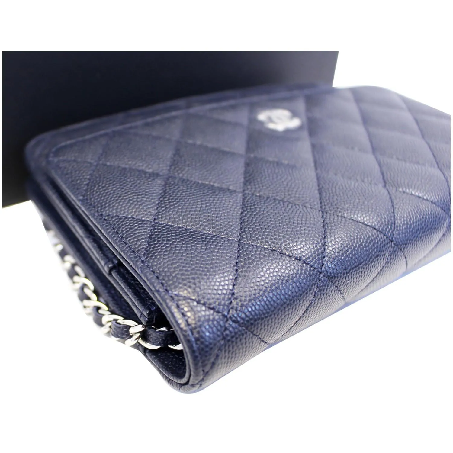 CHANEL Wallet On Chain WOC Clutch Crossbody Bag Navy