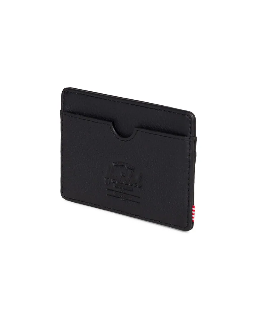 Charlie Wallet Black Pebbled Leather