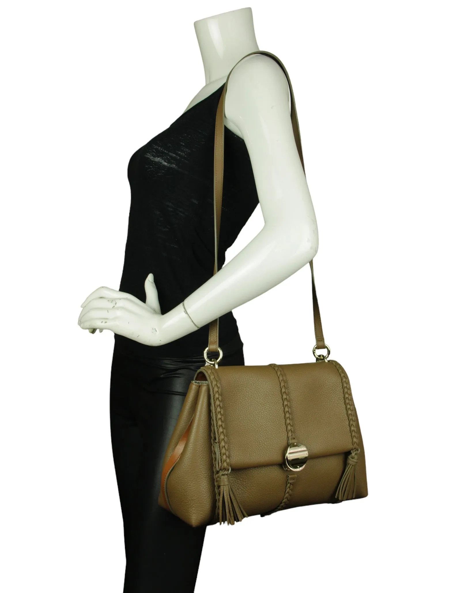 Chloe Dark Nut Grained Calfskin Medium Penelope Bag